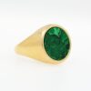 Anello malachite in argento dorato