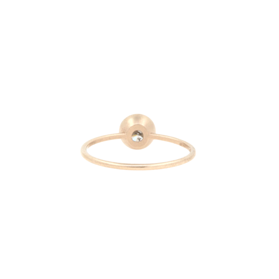 retro dell'anello minimal in oro bianco con diamante grigio