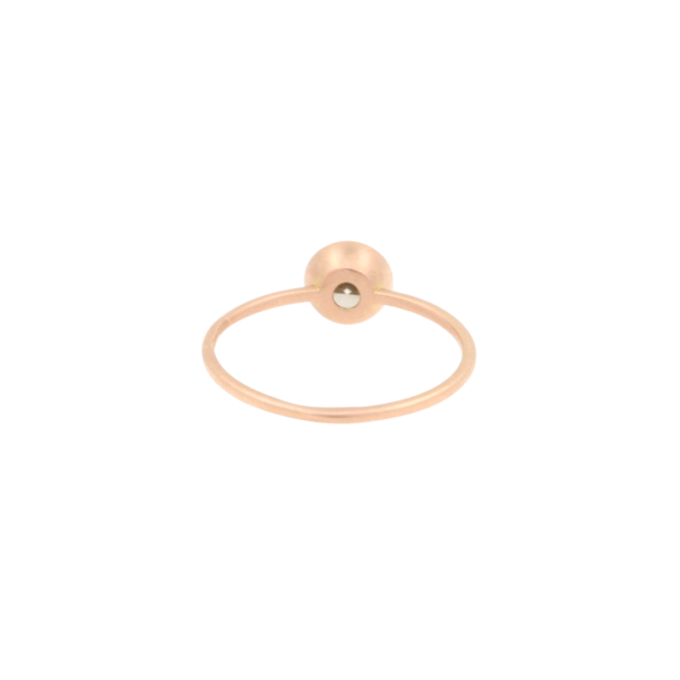 retro dell'anello minimal in oro rosa satinato con diamante brown